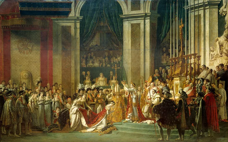 Napoleons Krönungsgemälde von Versailles in den Louvre übertragen